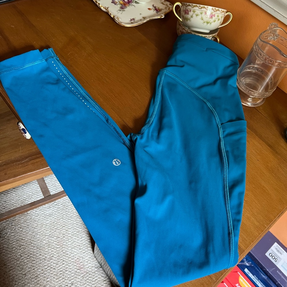 Lululemon Fast & Free Blue 28” Leggings Running Track